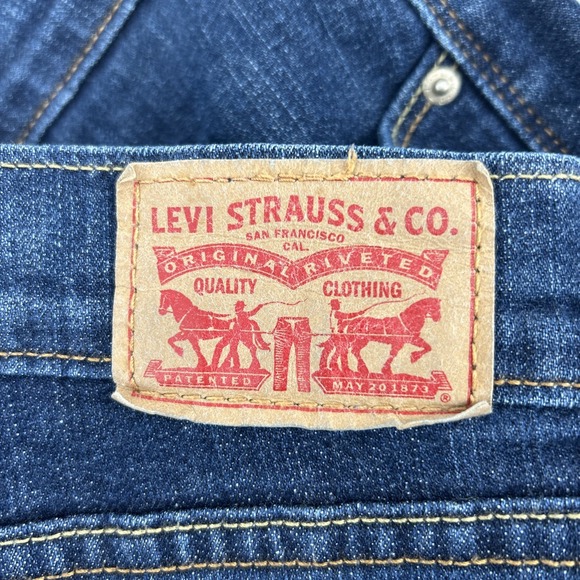 Levi's 505 Jeans Women's 16 Straight Blue Denim Med Wash Distress Lines Casual - Picture 6 of 14